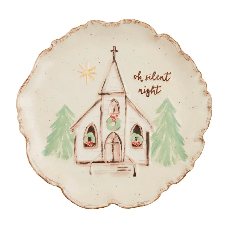 Oh Silent Night Church Platter BY MUD PIE