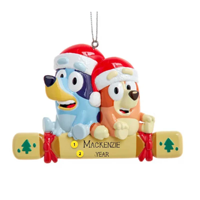 Personalized Festive Bluey™ & Bingo™ Ornament