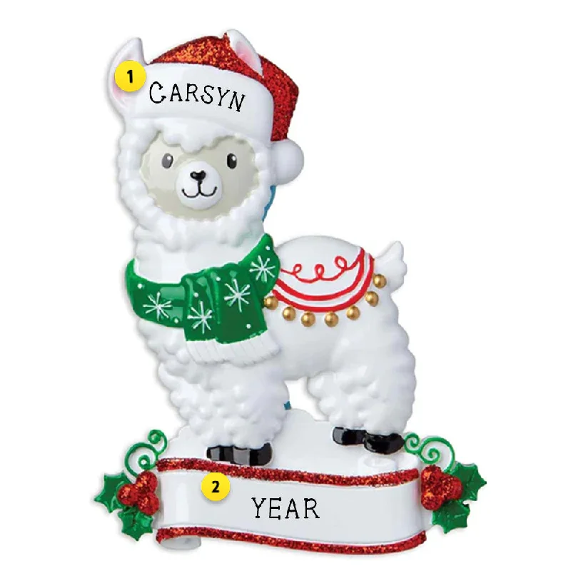 Personalized Holiday Llama Ornament