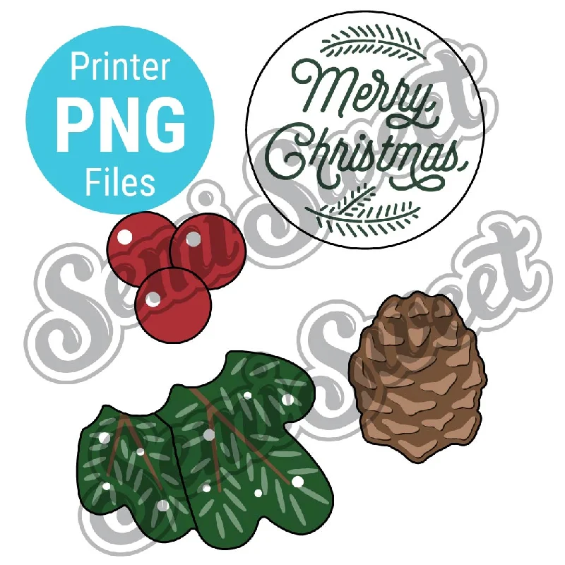 Pine Wreath with Pine Cone & Berries Set - PNG Images