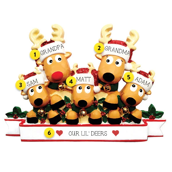 Personalized Reindeer Family of 5 Table Top Decoration