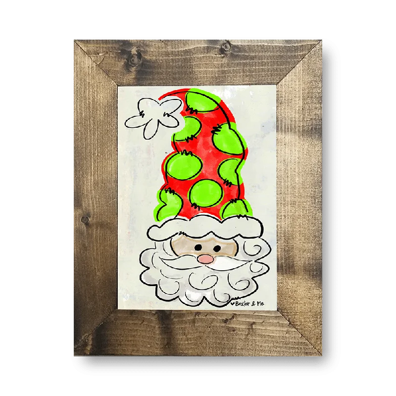 Santa With Tall Hat - Framed Art