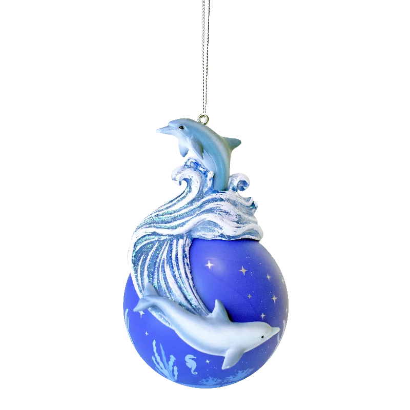 SeaWorld Dolphin Resin On Glass Ball Ornament