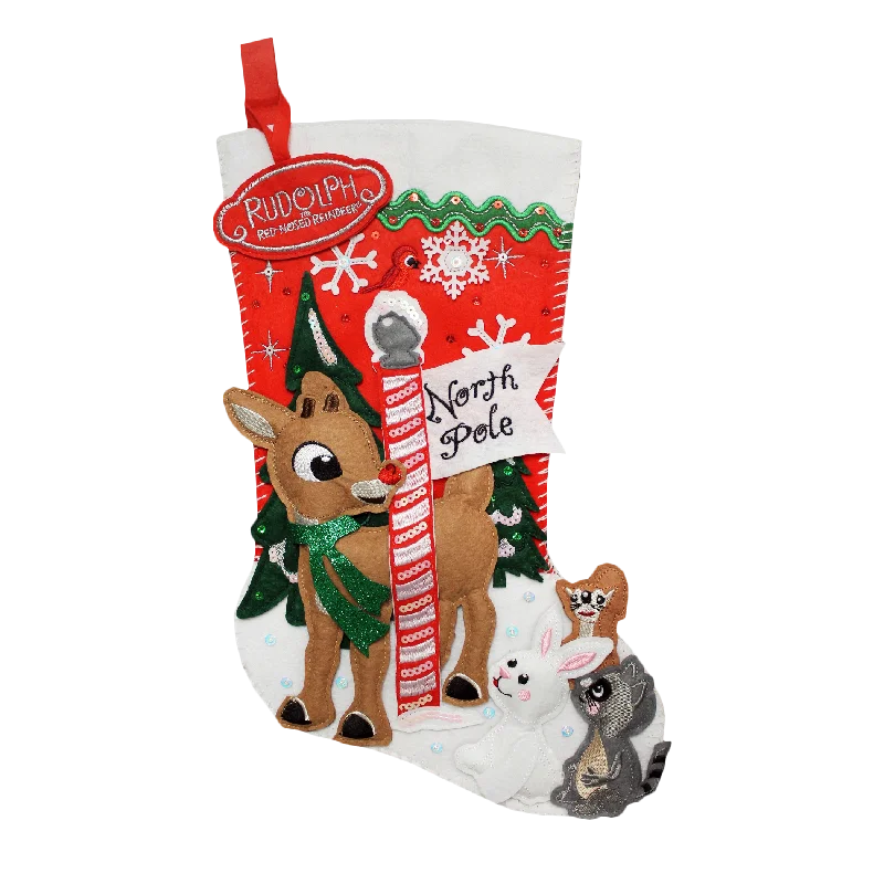 SeaWorld Rudolph the Red-Nosed Reindeer® Red Felt Stocking 18"