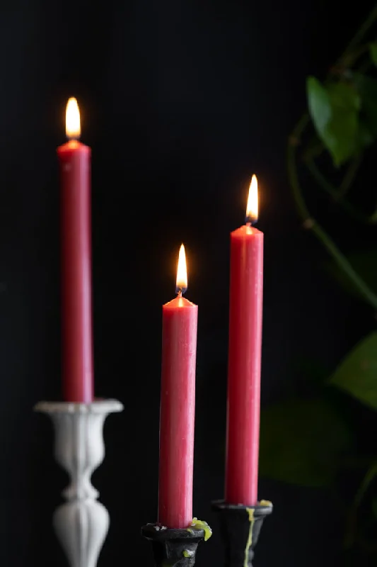 Set of 6 Dinner Candles In Pink