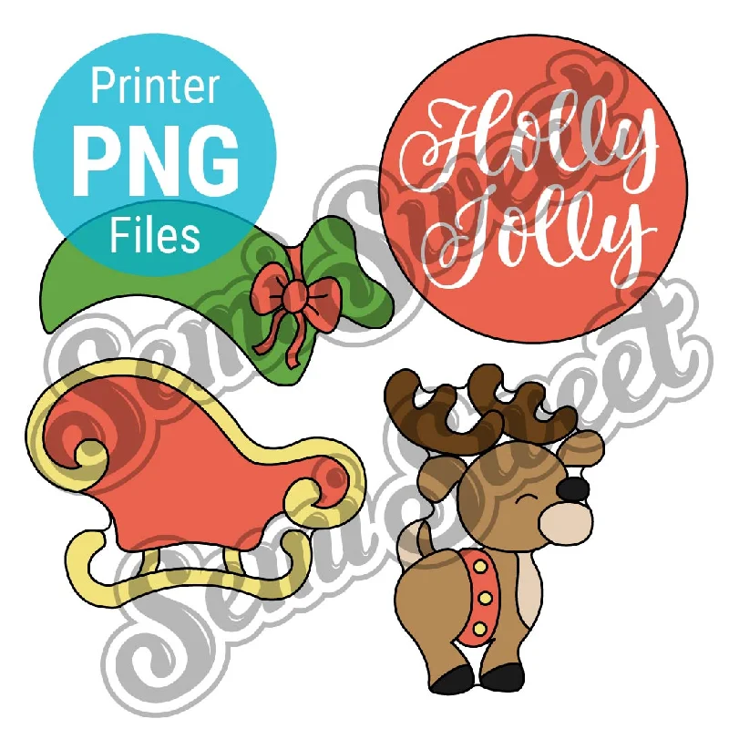 Sleigh and Reindeer Set - PNG Images