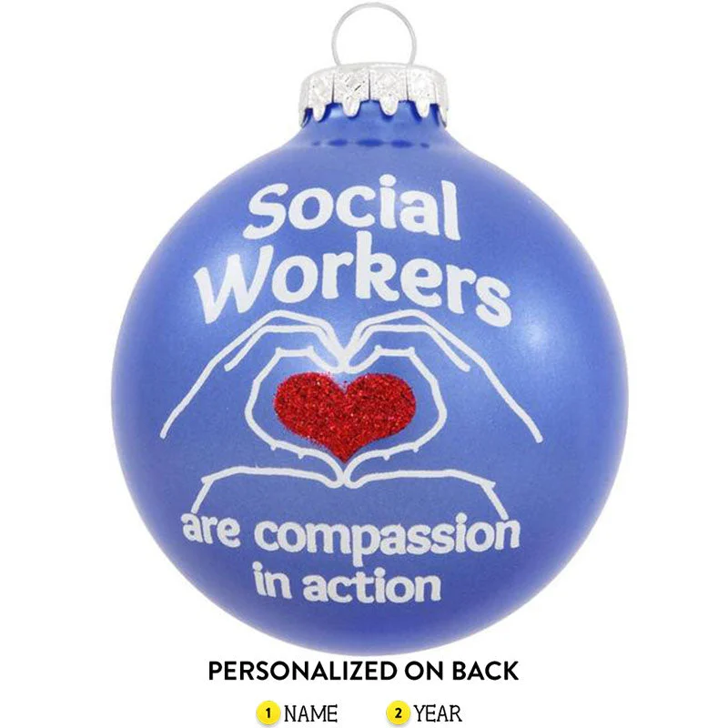 Personalized Social Workers Glass Ornament