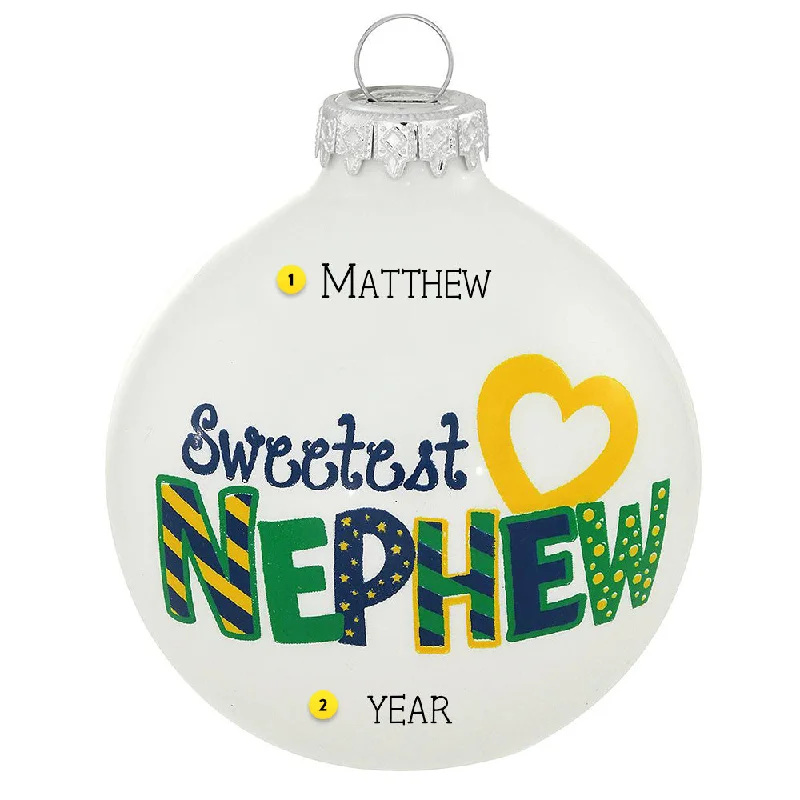 Personalized Sweetest Nephew Glass Bulb Ornament