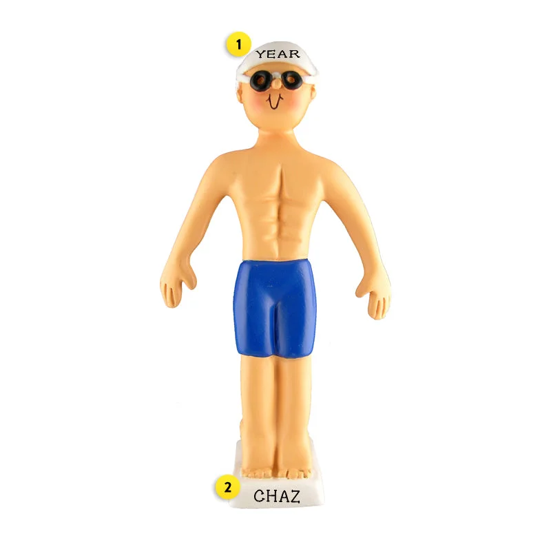 Personalized Swimmer Ornament - Male