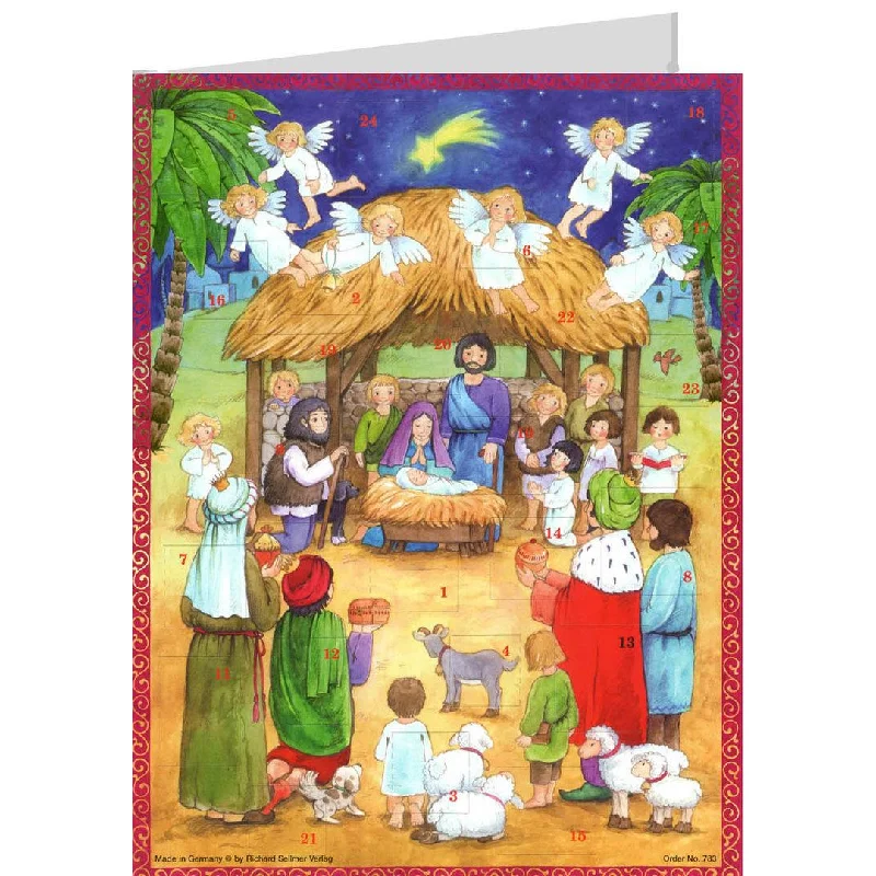 Thatched Nativity Advent Calendar Card by Richard Sellmer Verlag