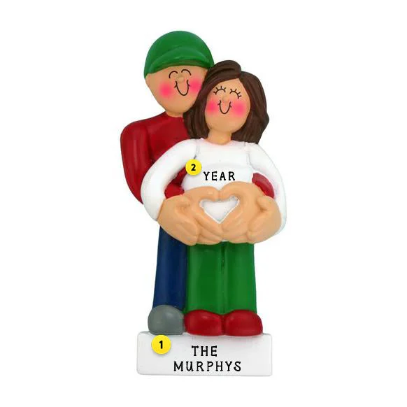 Personalized We're Expecting Couple Ornament - Male with Brunette Female